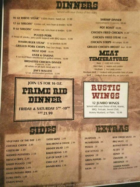 The rustic fort calhoun menu  $5