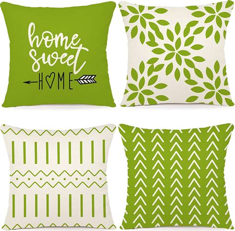 Home Brilliant Large Throw Pillow covers for Living Room Striped Plush  green corduroy Pillow covers for Spring Travel, 24 x 24 I