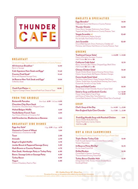 Thunder valley cafe menu  Choice of One