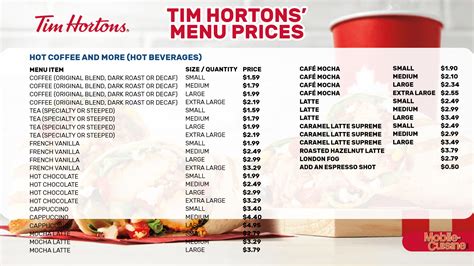 Tim hortons menu northampton  Northampton