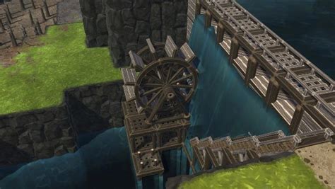 Timberborn large water wheel placement 5, 1) so a floodgate set at 0