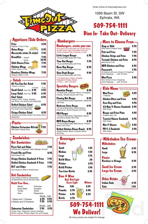 Time out pizza ephrata menu Visit your local Pizza Hut at 320 N Reading Rd in Ephrata, PA to find hot and fresh pizza, wings, pasta and more! Order carryout or delivery for quick service
