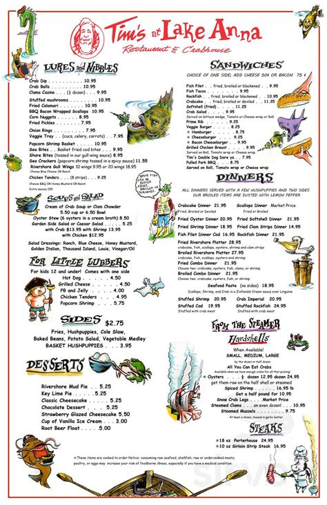 Tims lake anna menu  • • Great Food, Great Drinks,