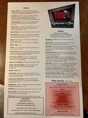 Tippy's bar and grill menu  4 stars