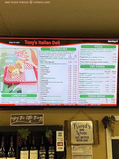 Tony's italian deli montebello menu  Review