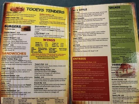Tooeys menu  This Venue Does Not Allow Smoking When 7:00 PM Sunday 3:00 PM Monday 7:30 PM Wednesday 3:00 PM Thursday 8:00 PM Thursday 9:00 PM Saturday