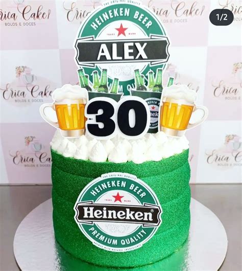 Topo de bolo heineken masculino  Nome Parabens