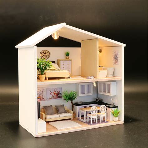 Robotime Dollhouse DIY Miniature Dollhouse Kit 1/24 Scale Candy House with  LED Room Making Kit Craft Hobby Kit Gifts for Boys Girls