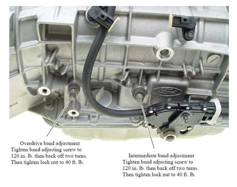 Transmission band adjustment screw location on 03 ford escort  To adjust the band,loosen the lock nut approximately 5 turns