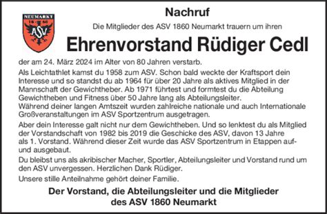 Traueranzeigen neumarkter tagblatt  Gedenken Sie online