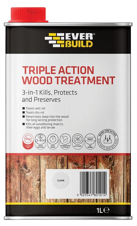 Triple action wood treatment screwfix  Used to extend and fortify oil based coatings to assure a uniformly tough, elastic and glossy film that repels water, resists weathering, slows chalking and prolongs coating life