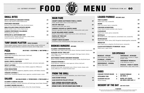 Turf bar menu 761250; -73