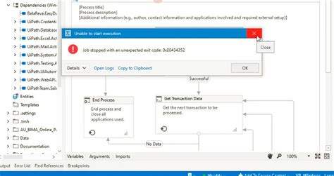 Uipath 0xe0434352 OutputLogger] [1] RemoteException wrapping System