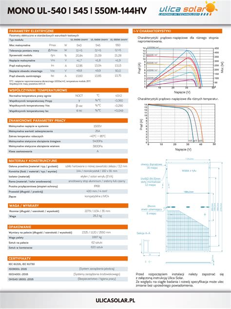 Ulica 550w datasheet  300 mm