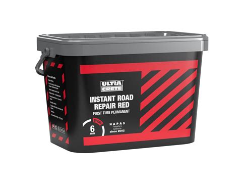 Ultracrete instant road repair red  Apply Ultracrete Instant Road Repair速 cold lay asphalt concrete using a 50% surcharge, compact to the required depth (typically 45mm layers, compacted to 30mm) Once the Instant Road Repair is