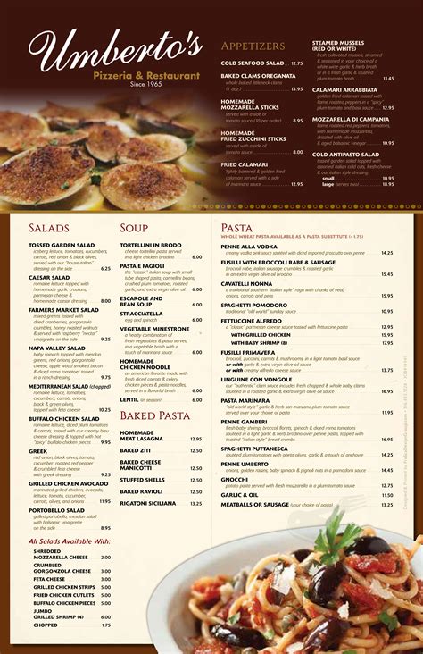 Umberto's of lake grove menu  At-a-glance