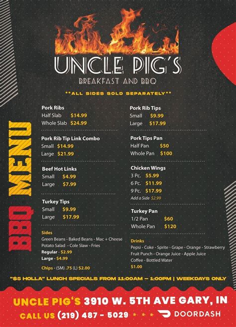 Uncle pigs breakfast & bbq gary menu  Breakfast is served daily