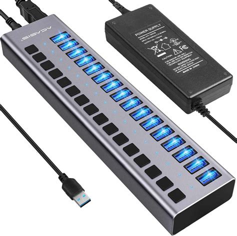 ORICO USB 3.0 Hub, USB Hub Clamp, Aluminum 4-Port USB Splitter with Extra  Power Supply Port and 4.92 FT USB Data Cable, Desktop Powered USB Hub for