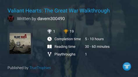 Valiant hearts trophy guide 