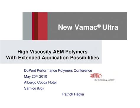 Vamac ultra : Vendors:CHEMICAL COMPATIBILITY OF REPRESENTATIVE