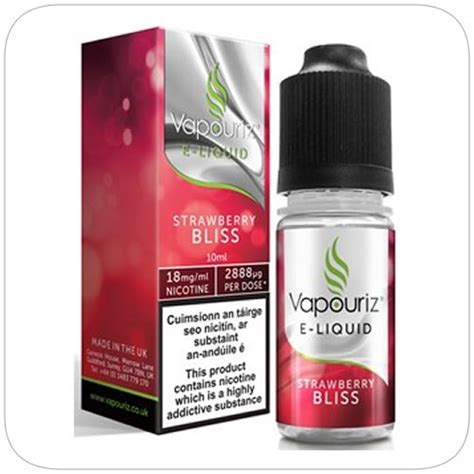 Vapouriz strawberry bliss  Unlike the sharp, syrupy sweetness of many other strawberry e-juices, Strawberry Bliss captures the soft, plump, juicy berries at their authentic, summery best for a deliciously fruity vape