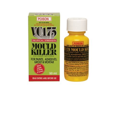 Vc175 mould killer  White vinegar in a spray bottle, soak the mould, leave for 5 mins, wash off with harsh cloth, if it's on plaster when its dry over paint it with gloss paint or stain cover 