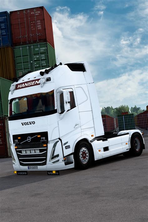 Volvo fh5 ets2 1.47 60: – added digital mirrors – added a camera for digital mirrors – added the “Volvo” logo for the “f_logo” slot, chrome-plated and painted with backlight – added a wing cover for a low 4×2 chassis – renamed accessories from tanks to tank