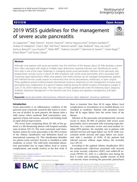 2024 WSES guidelines for the management of severe acute pancreatitis