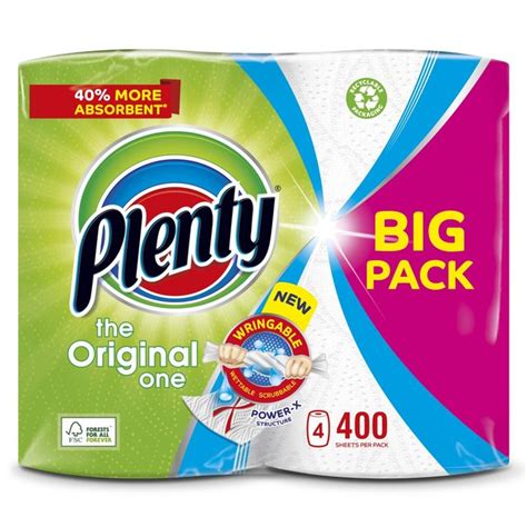 Waitrose plenty kitchen roll Wettable, Wringable & Scrubbable - Plenty kitchen roll is 40% more absorbent¹ and NEW Power-X structure keeps the sheets strong and intact even when wet! Great for tougher tasks all around the home