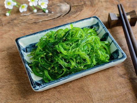 Wakame seaweed coles  Sprinkle with sesame seeds and serve cold or at room temperature