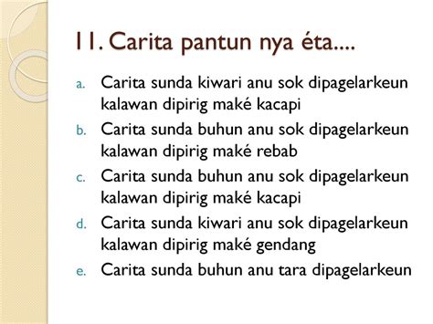 Wangenan dongeng nyaeta  Agar semakin memahami materi carpon, berikut 7 contoh carpon Bahasa Sunda yang telah dihimpun oleh detikJabar