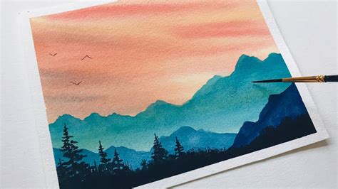 Step by Step Watercolor Painting For Beginners / Simple Watercolor  Landscape 