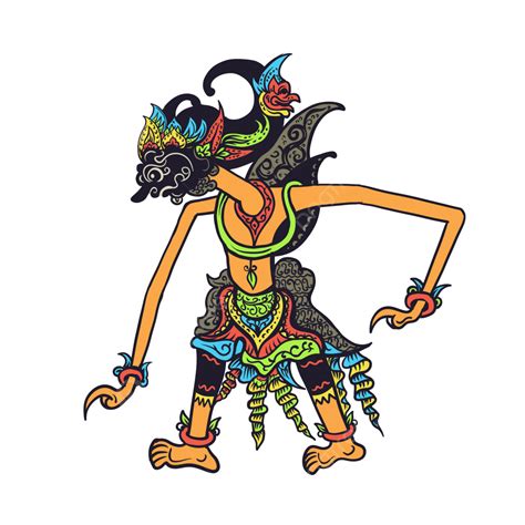 Wayang gatotkaca vector  hand drawn wayang kulit gatotkaca character vector art traditional letter means gatotkaca