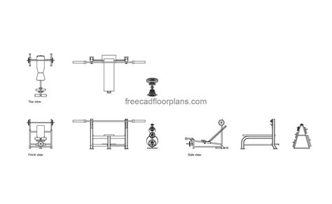 Weight bench cad block  Formats: dwg