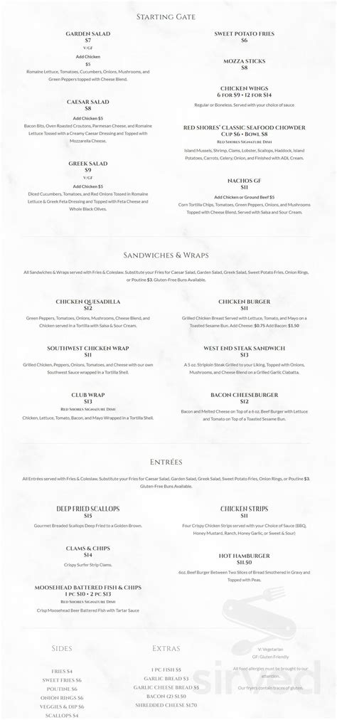 West end bar and grill summerside menu  4