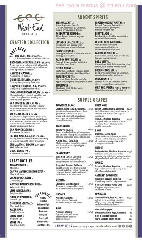 West end bar and grill summerside menu  4