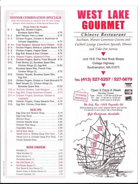 West lake gourmet chinese restaurant menu  The food is always Great