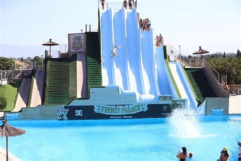 Where is frenzy water park  You will be able to find a dozen different activities including the very famous WATER JUMP from where you can jump on a skateboard, bmx or even on skis and above all slide on your body to land in a huge heated swimming pool