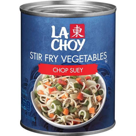 Why can't i find la choy chop suey vegetables <i> Made with a mixture of Asian-style vegetables, including bean sprouts, onions, and carrots, La Choy Chop Suey Vegetables are a fresh and easy way to add Asian flavor to your recipes</i>