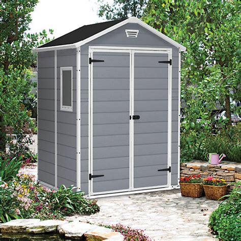 Wickes plastic garden sheds  Rowlinson Airevale 8 x 6ft Apex Plastic Shed without Floor - Light Grey