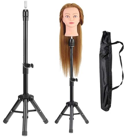 Goodofferplace Wig Stand Tripod with Head, 23 Inch Foam Mannequin Wig Head  Set for Wigs Making Display,with Wig Caps,T-PIN,C Needles,Clips,Carrying