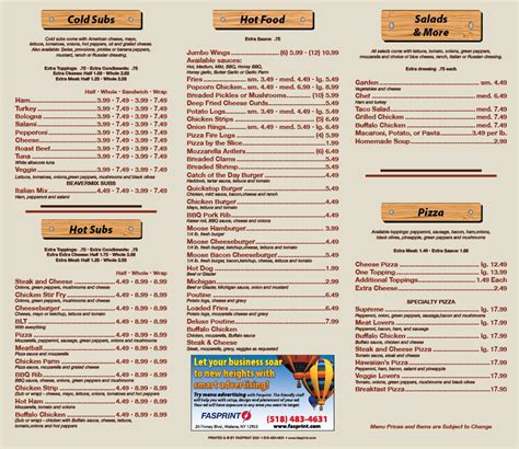 Wilmer quick stop menu 