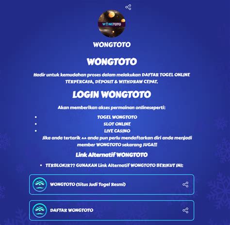 Wongtoto login alternatif  WONGTOTO juga menyedikan permainan slot online terlengkap beserta link rtp gacor terupdate setiap hari