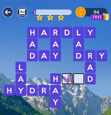 Wordscapes puzzle 196 Wordscapes level 191 is in the Rays group, Sky pack of levels