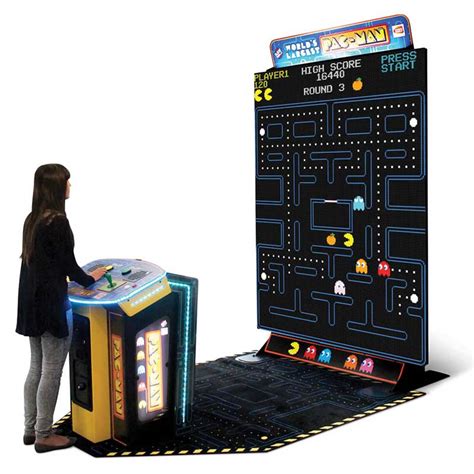 Worlds biggest pacman arcade  This hit class Pac-Man Arcade Game with dual Joysticks & Control Buttons is now on a Billboard-sized 108 inch attractive LED display