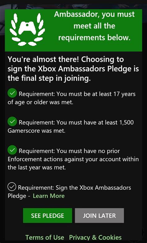 Xbox ambassador  The Xbox Ambassador program is a group of players that celebrate the uniqueness of everyone, promote a safe gaming environment, and above all else, make gaming fun for everyone
