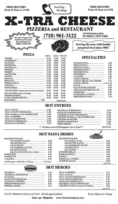 Xtra cheese menu 00 for this restaurant, a small order fee applies