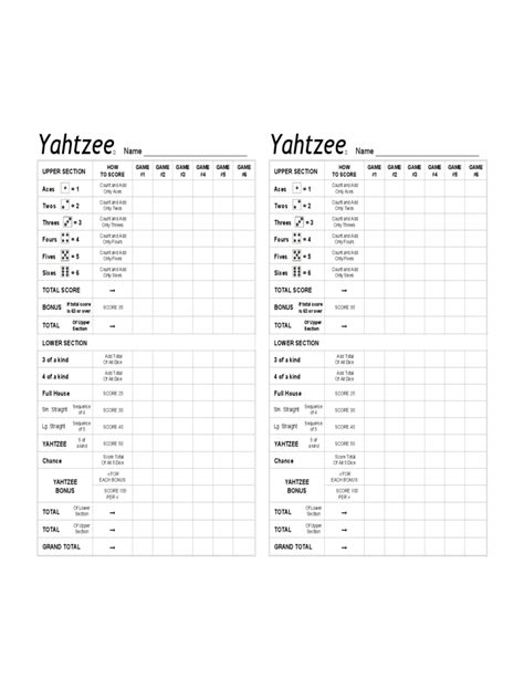 Yahtzee online score sheet  On your turn roll your dice and score the roll on the corresponding round, i