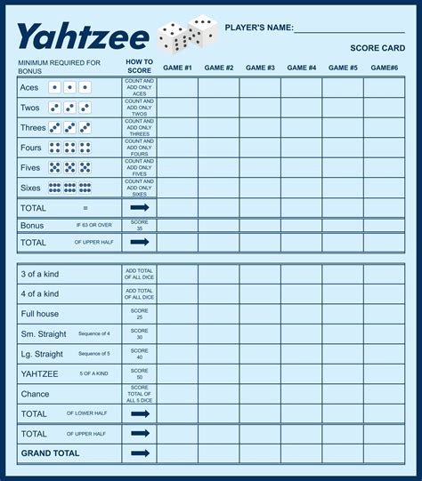 Yahtzee score sheet online  99