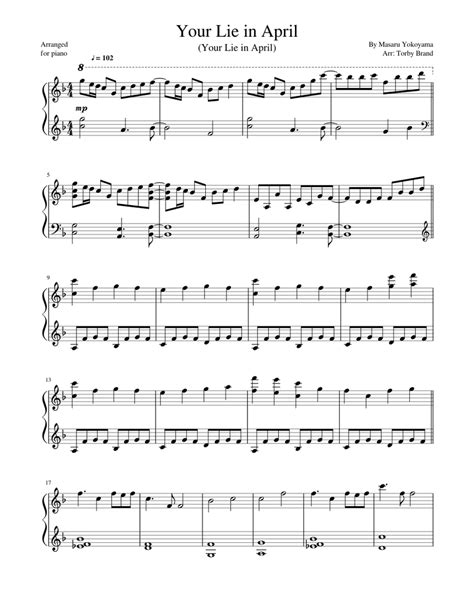 Yesmovie your lie in april Download and print in PDF or MIDI free sheet music for Shigatsu Wa Kimi No Uso Osts by Misc Soundtrack arranged by Torby Brand for Piano (Solo)Watch Your lie in April Monotone/Colorful, on Crunchyroll